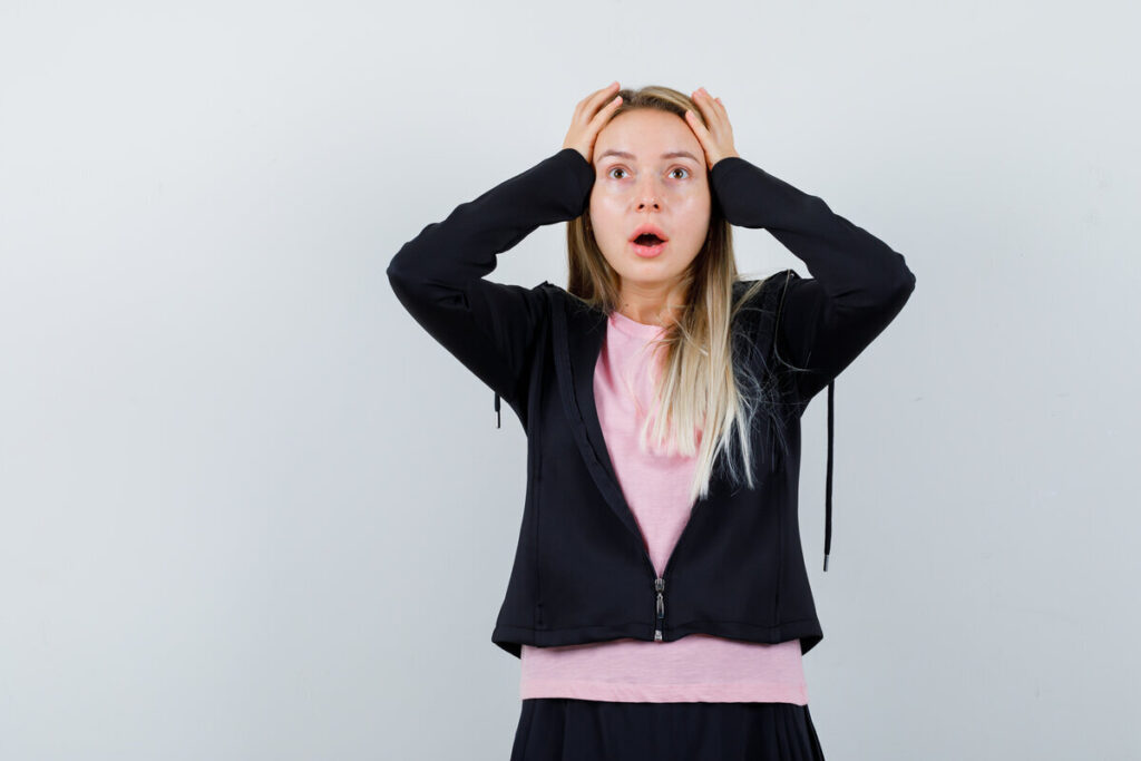 young lady holding hands